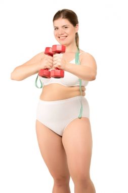 kilolu kadın dumbbells ile
