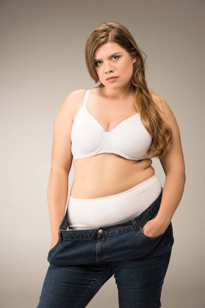 overweight woman in jeans