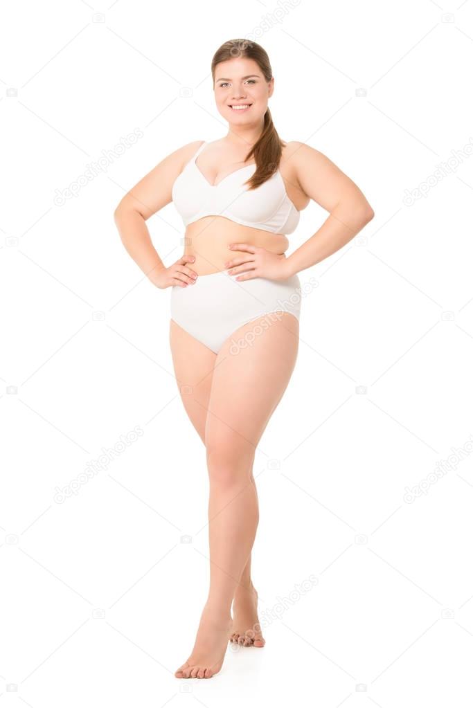 overweight woman in underwear
