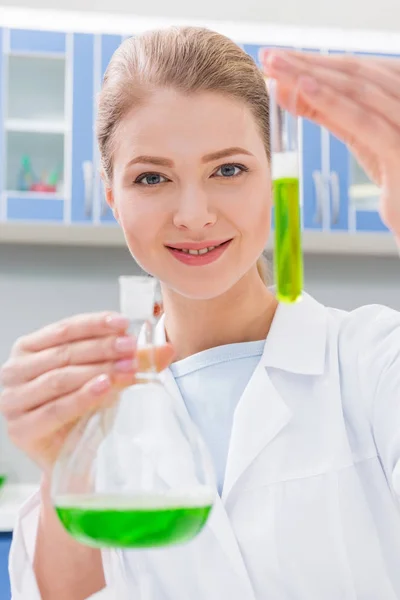 Scientist working with reagents — Stock Photo