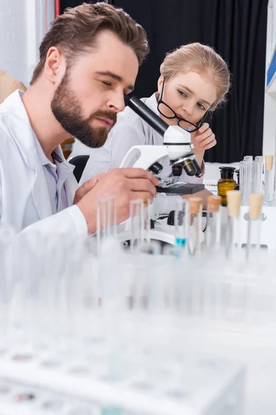 Teacher and student in lab — Stock Photo