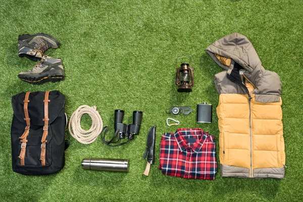 Traveler set, flat lay — Stock Photo