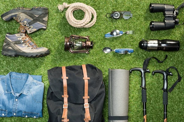 Traveler set, flat lay — Stock Photo