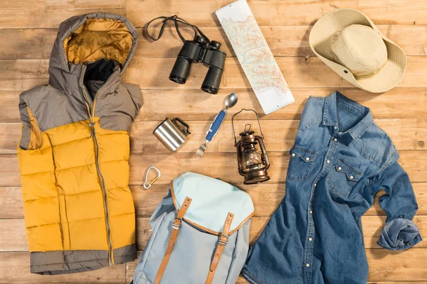 Traveler set, flat lay — Stock Photo