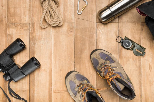 Traveler set, flat lay — Stock Photo