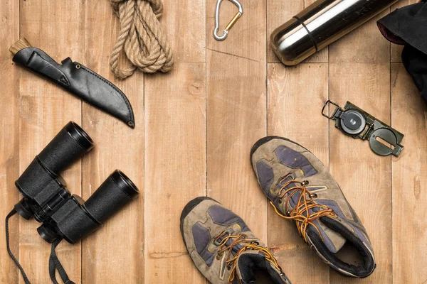 Traveler set, flat lay — Stock Photo