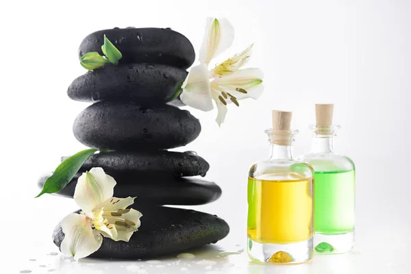 Zen stones and essential oils — Stock Photo