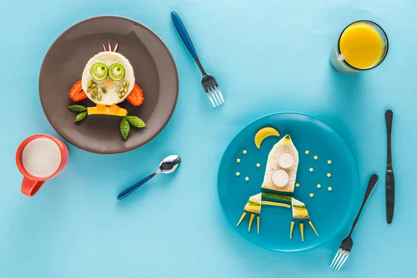 Desayuno infantil de estilo creativo - foto de stock