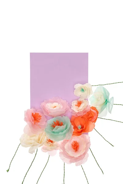 Flores decorativas con tarjeta - foto de stock