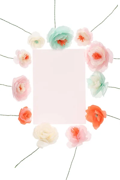 Flores decorativas con tarjeta - foto de stock