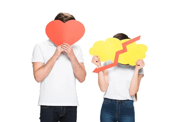 Couple holding sings — Stock Photo