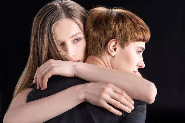 Lesbian couple hugging — Stock Photo