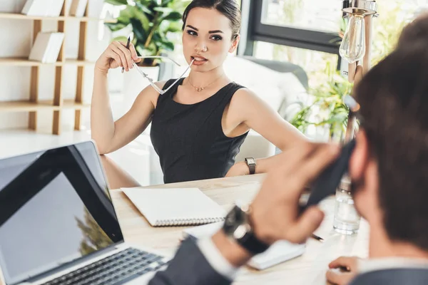 Young seductive secretery — Stock Photo