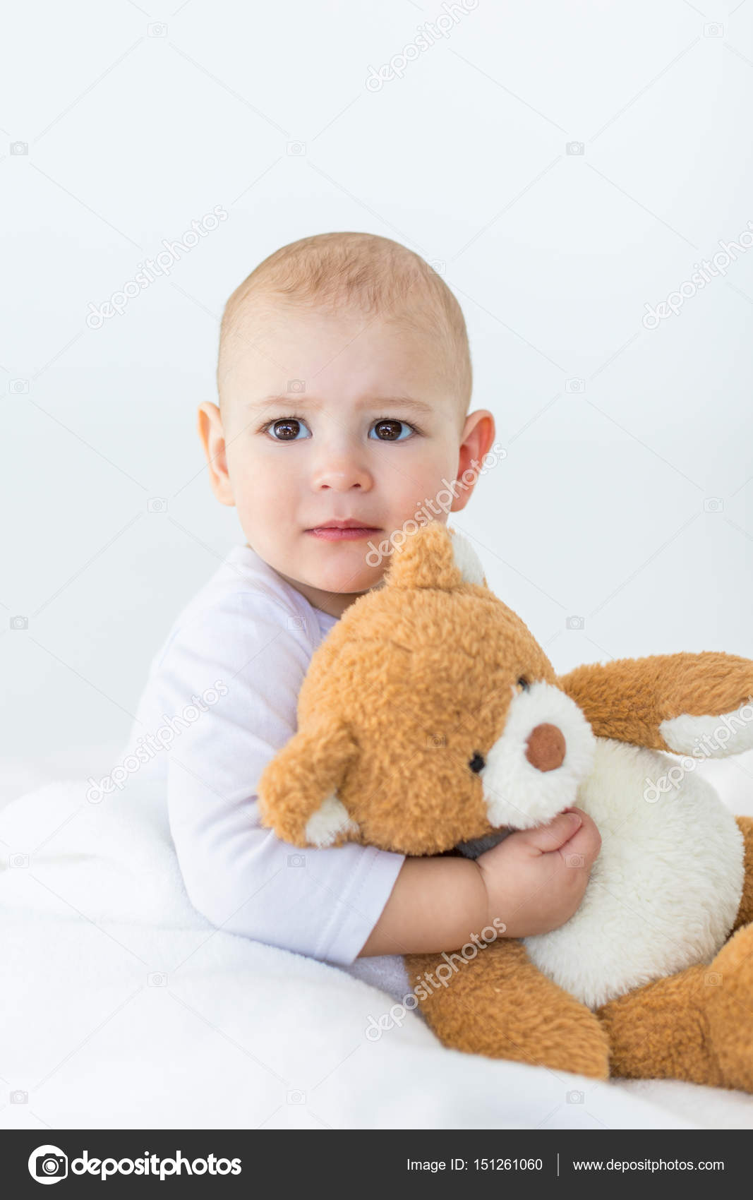 Boy with teddy bear Baby boy with teddy bear — Stock Photo