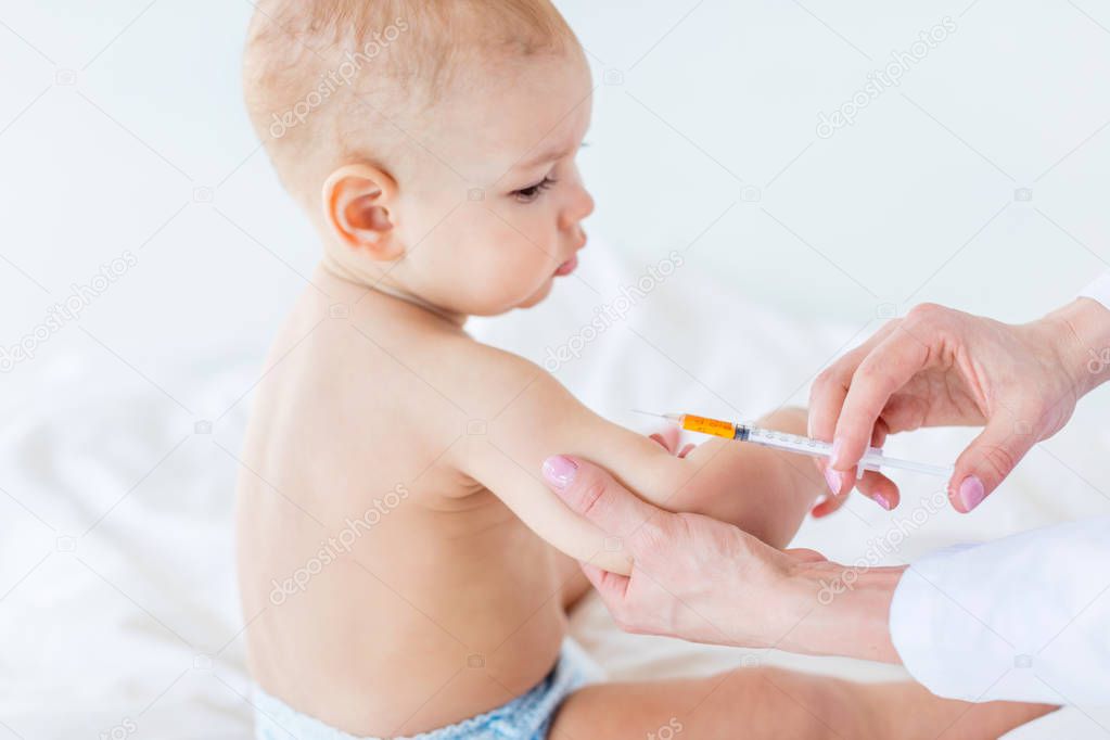 Baby boy at vaccination 