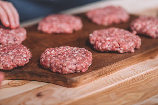 raw meat patties