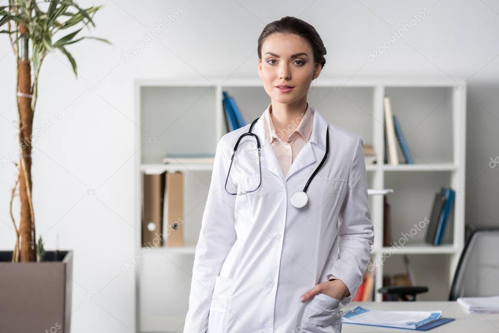 caucasian doctor with stethoscope