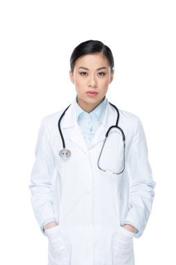 confident doctor looking at camera clipart
