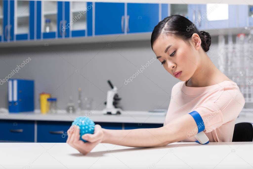 woman preparing for blood test