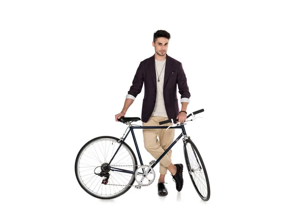 Stylish young man with bicycle — Stock Photo, Image