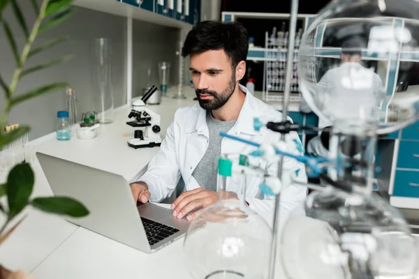 Cientista usando laptop — Fotografia de Stock