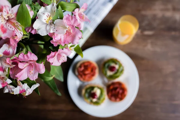 Breakfast on kitchen table