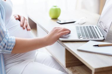 pregnant woman using laptop  clipart