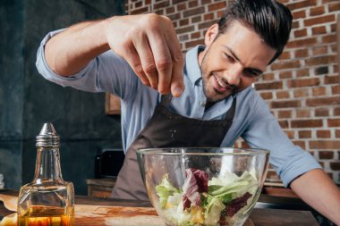 man making salad clipart