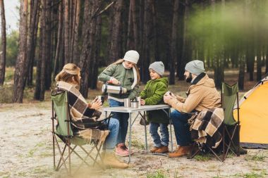 family camping together clipart