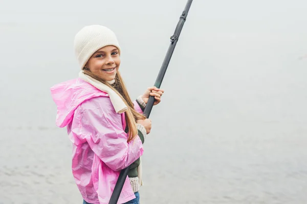 Fishing little girl — Stock Photo, Image