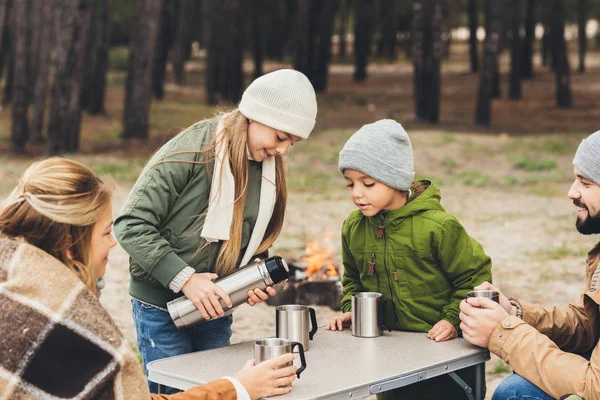 Familia acampando juntos Imagen de stock