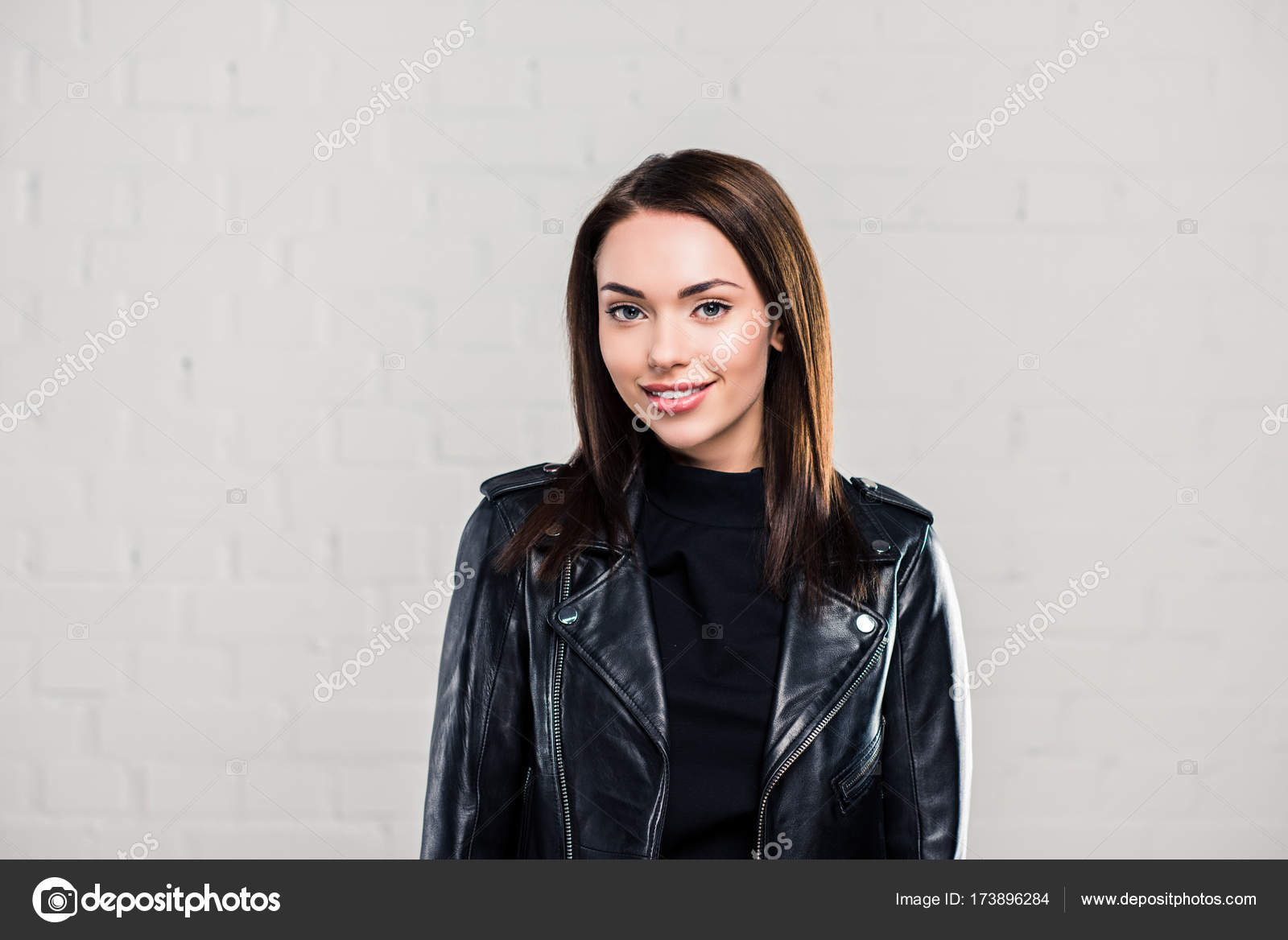 Woman in leather jacket Stock Photo by ©AlexLipa 173896284