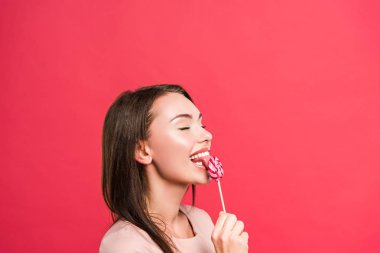 kadın yalama renkli lolipop  