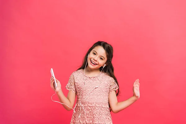 Criança feliz com smartphone — Fotografia de Stock