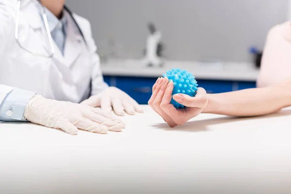 Doctor with patient preparing for blood test — Stock Photo