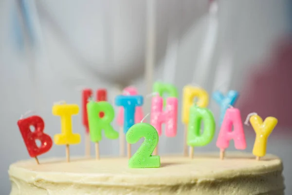 Birthday cake with number two — Stock Photo