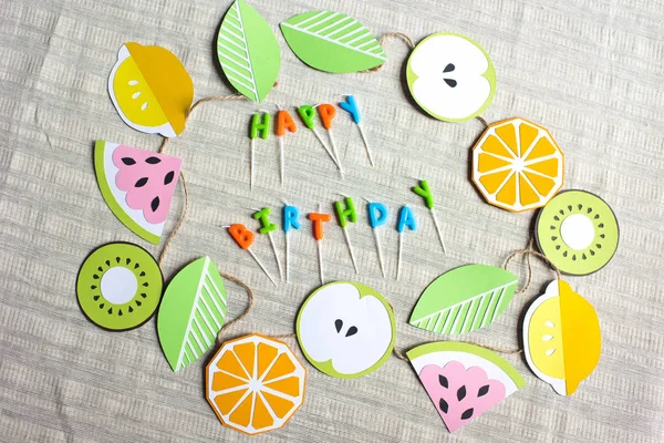Happy birthday lettering from candles — Stock Photo