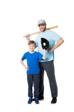 Father and son playing baseball clipart