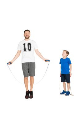 man jumping with skipping rope clipart