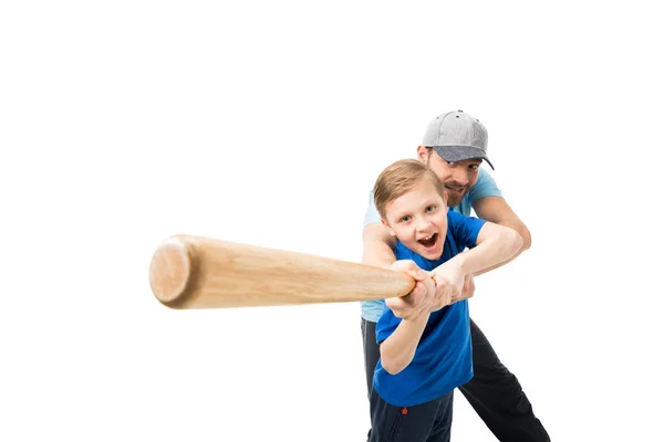 Padre e hijo jugando béisbol — Foto de Stock