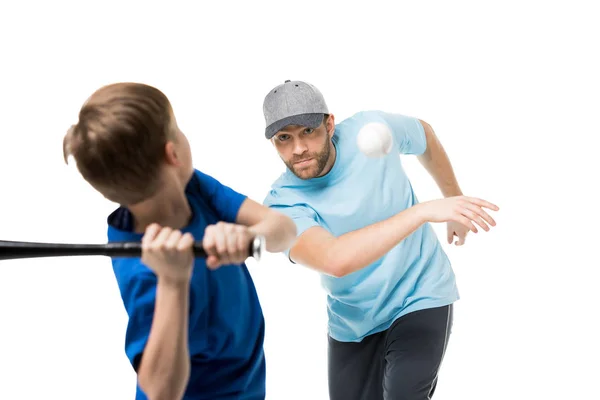 Père et fils jouant au baseball — Photo de stock