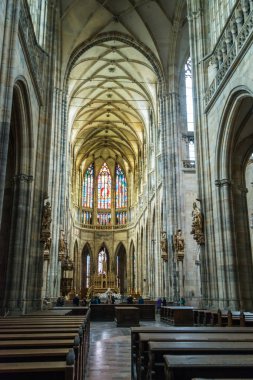 Prague, Çek Cumhuriyeti - 12 Mayıs, 2017: St Vitus Katedrali Prag, Çek Cumhuriyeti için güzel iç