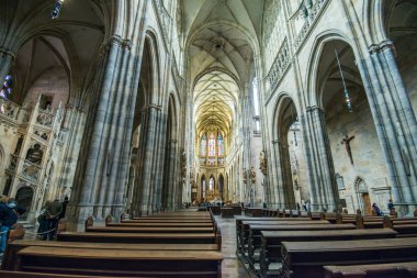 Prague, Çek Cumhuriyeti - 12 Mayıs, 2017: St Vitus Katedrali Prag, Çek Cumhuriyeti için güzel iç