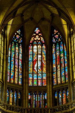 Prague, Çek Cumhuriyeti - 12 Mayıs, 2017: St Vitus Katedrali Prag, Çek Cumhuriyeti için güzel iç