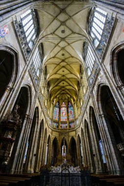 Prague, Çek Cumhuriyeti - 12 Mayıs, 2017: St Vitus Katedrali Prag, Çek Cumhuriyeti için güzel iç