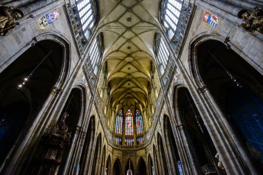 Prague, Çek Cumhuriyeti - 12 Mayıs, 2017: St Vitus Katedrali Prag, Çek Cumhuriyeti için güzel iç