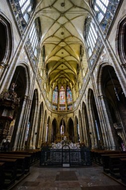 Prague, Çek Cumhuriyeti - 12 Mayıs, 2017: St Vitus Katedrali Prag, Çek Cumhuriyeti için güzel iç
