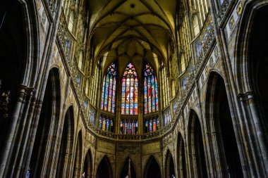 Prague, Çek Cumhuriyeti - 12 Mayıs, 2017: St Vitus Katedrali Prag, Çek Cumhuriyeti için güzel iç
