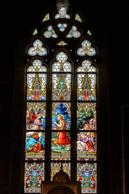 Prague, Çek Cumhuriyeti - 11 Mayıs 2017: vitray Vysehrad Prag, Çek Cumhuriyeti için Basilica