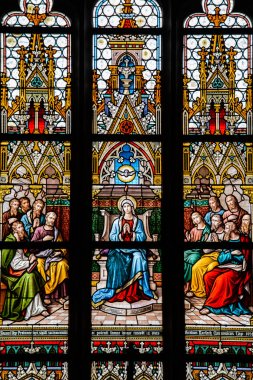 Prague, Çek Cumhuriyeti - 11 Mayıs 2017: vitray Vysehrad Prag, Çek Cumhuriyeti için Basilica